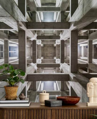 Grey Concrete 3D Ceiling Wall Mural