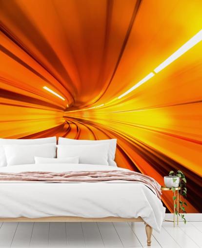 3D-Hintergrundbild mit orangefarbenem Tunnel
