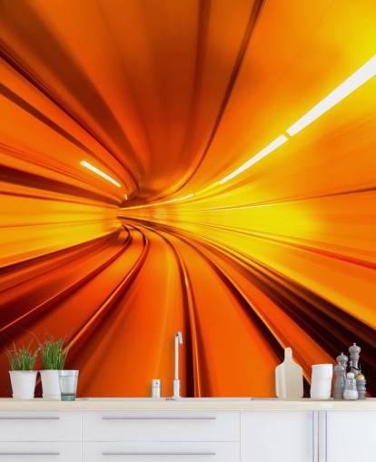 3D-Hintergrundbild mit orangefarbenem Tunnel