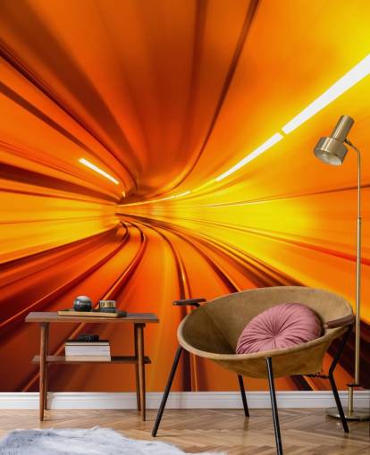 3D-Hintergrundbild mit orangefarbenem Tunnel