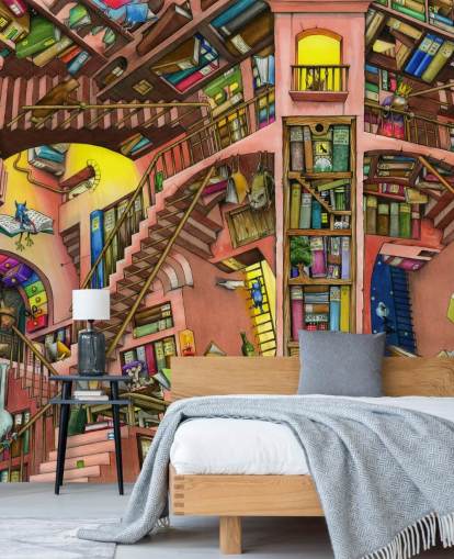 Carta da parati Drawn Bookshelf