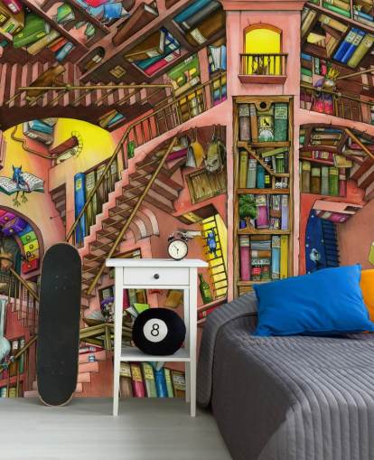 Drawn Bookshelf Wallpaper Drawn Bookshelf Wallpaper