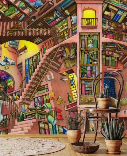 Fondo de pantalla de Drawn Bookshelf