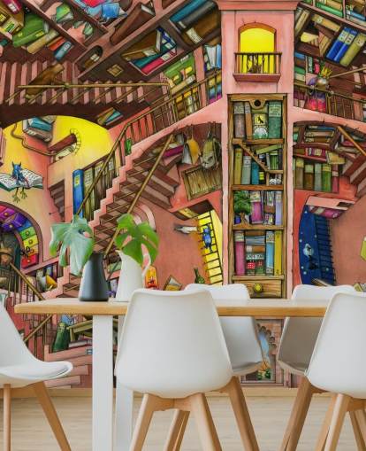 Fondo de pantalla de Drawn Bookshelf