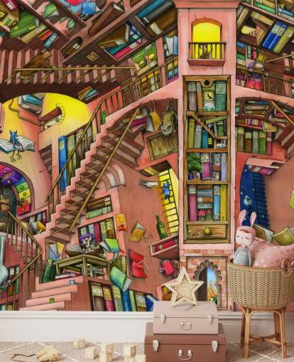 Carta da parati Drawn Bookshelf