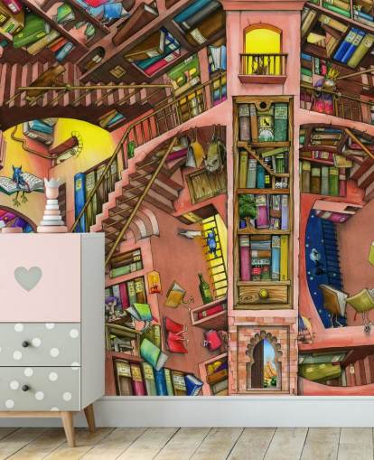 Carta da parati Drawn Bookshelf