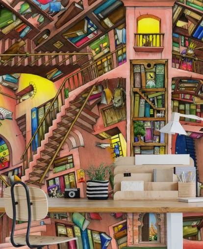 Fondo de pantalla de Drawn Bookshelf