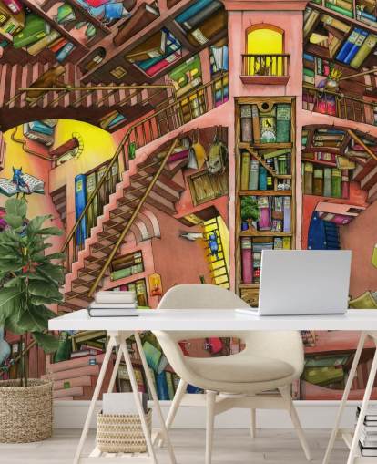 Fondo de pantalla de Drawn Bookshelf