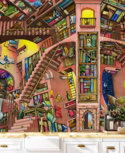 Fondo de pantalla de Drawn Bookshelf