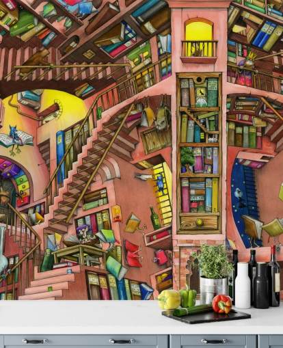 Drawn Bookshelf Wallpaper Drawn Bookshelf Wallpaper