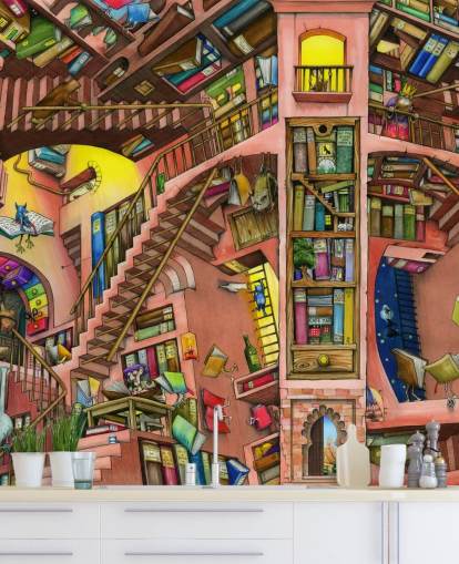 Fondo de pantalla de Drawn Bookshelf