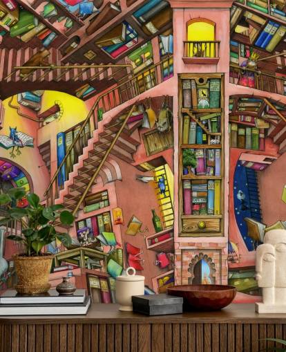 Fondo de pantalla de Drawn Bookshelf