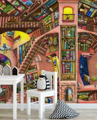 Carta da parati Drawn Bookshelf