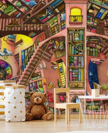 Carta da parati Drawn Bookshelf