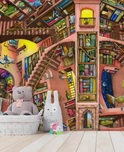 Papier peint Drawn Bookshelf