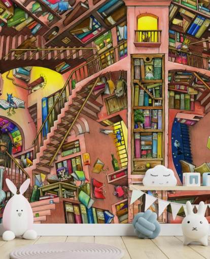 Carta da parati Drawn Bookshelf Carta da parati Drawn Bookshelf