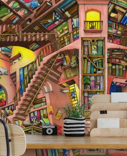 Fondo de pantalla de Drawn Bookshelf