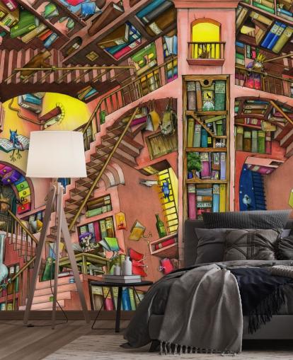 Fondo de pantalla de Drawn Bookshelf