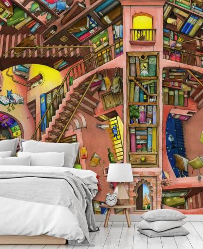 Carta da parati Drawn Bookshelf