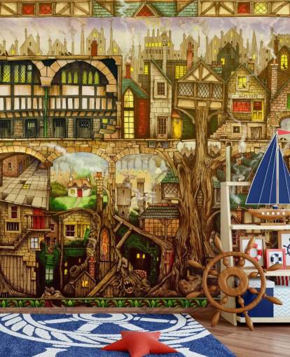 carta da parati fantasy tree town carta da parati fantasy tree town