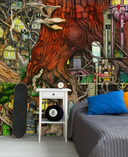 peculiar fondo de pantalla de árboles y fantasía