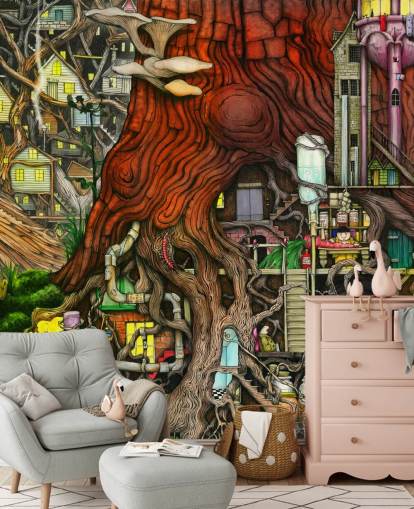 stravagante carta da parati con albero e fantasia stravagante carta da parati con albero e fantasia