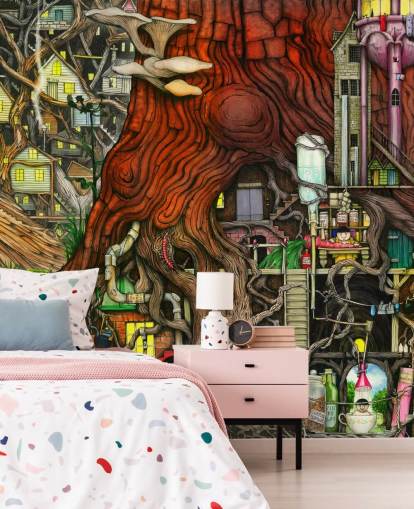 peculiar fondo de pantalla de árboles y fantasía