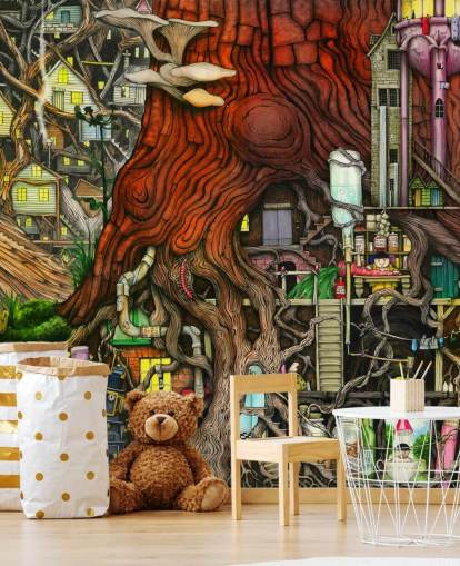 quirky tree and fantasy wallpaper