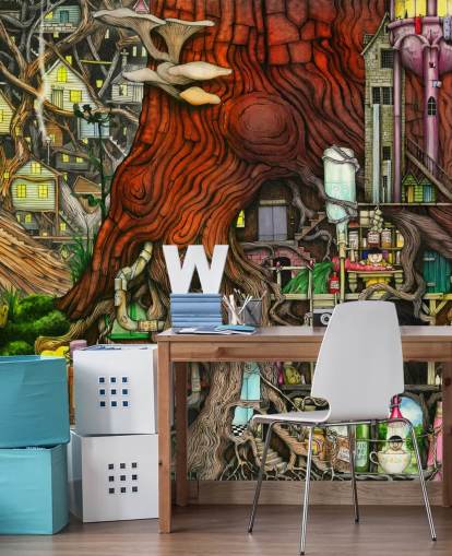 skurrile Baum- und Fantasy-Tapete