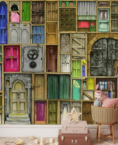 lots of colourful doors wallpaper