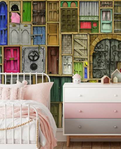 lots of colorful doors wallpaper
