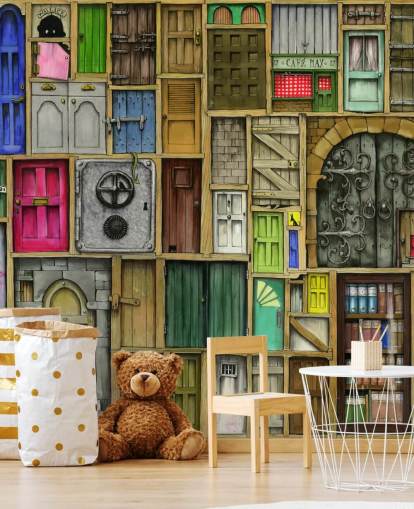 lots of colourful doors wallpaper