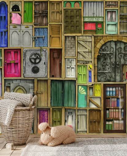 lots of colourful doors wallpaper