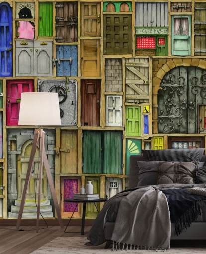 lots of colorful doors wallpaper