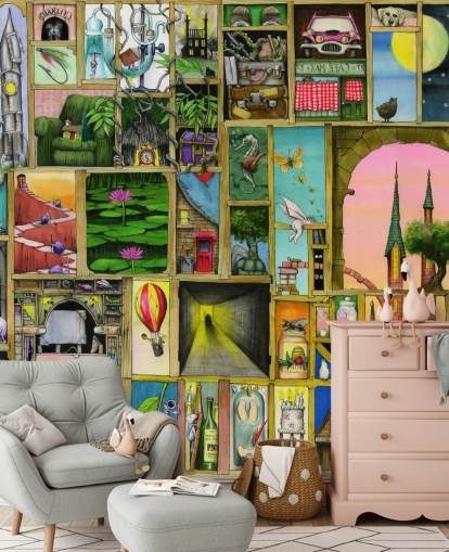 papel de parede de quadros de portas