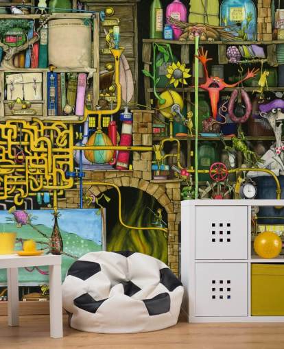 Farverigt tegnet Science Lab Baggrund Farverigt tegnet Science Lab Baggrund