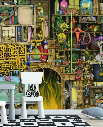 Colourfully Drawn Science Lab Wallpaper Colourfully Drawn Science Lab Wallpaper