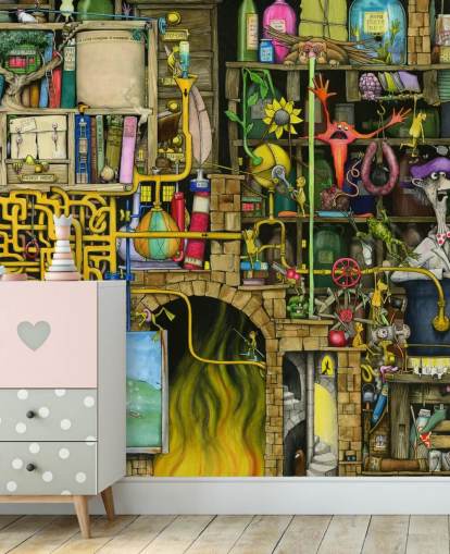 Farverigt tegnet Science Lab Baggrund