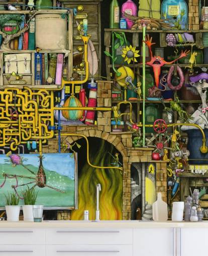 Colorfully Drawn Science Lab Wallpaper Colorfully Drawn Science Lab Wallpaper