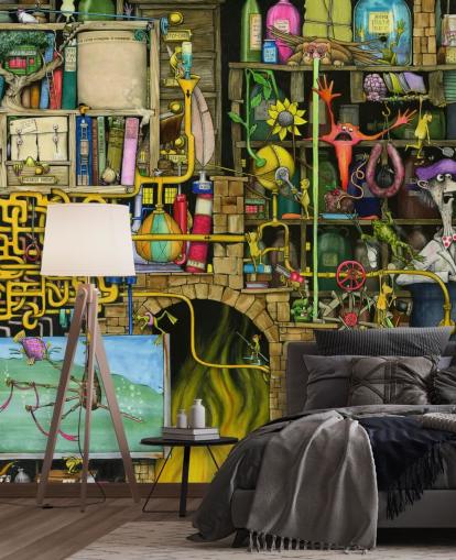 Fargerikt tegnet Science Lab Bakgrunn