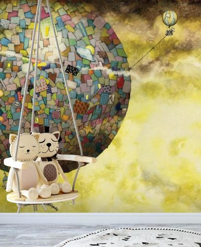 Fondo de pantalla mágico de fantasía con globos aerostáticos