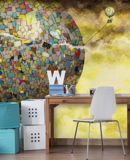 Fondo de pantalla mágico de fantasía con globos aerostáticos