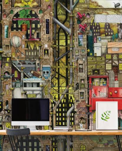 fantasy town wallpaper