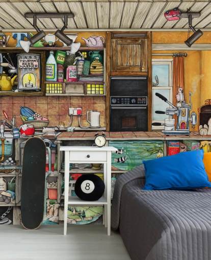 quirky kitchen wallpaper
