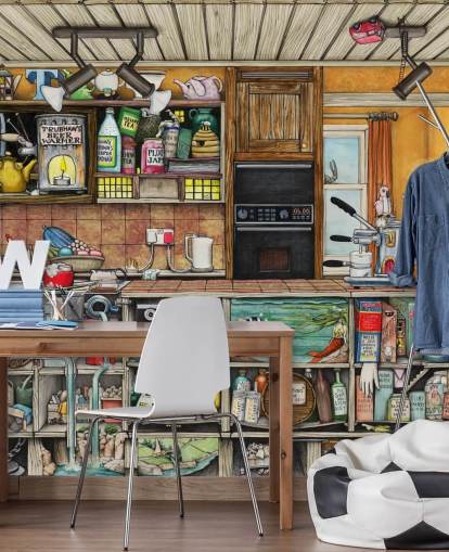 quirky kitchen wallpaper