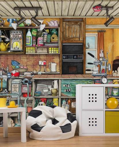 quirky kitchen wallpaper
