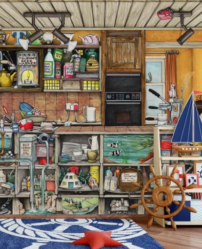 papel de parede de cozinha peculiar