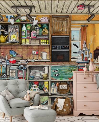 skurrile Küchentapete