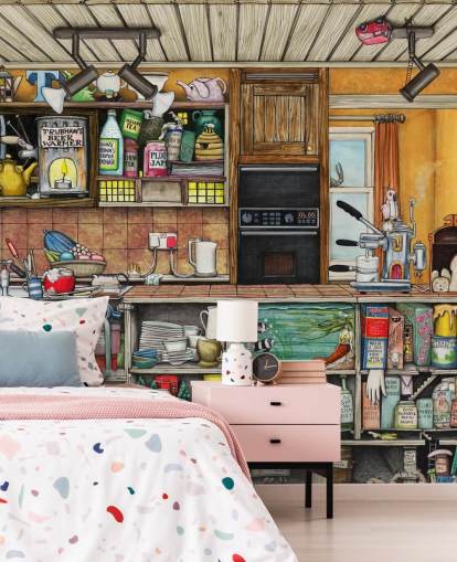 quirky kitchen wallpaper