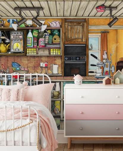 quirky kitchen wallpaper